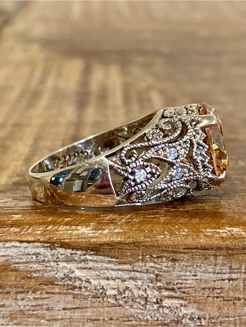 Joseph Esposito ESPO Peach Jubilee Sterling Silver Ring - Size 9 - Picture 6 of 16